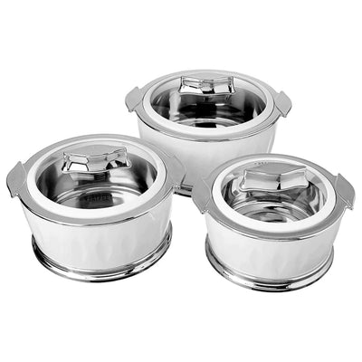 (1.5L -2L -3L) Jaypee Dazzle Set of 3 Casserole with Glass Lids Thermal Insulated Hot Pot Food Warmer