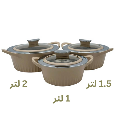(1L -1.5L -2L) Jaypee Olivia  Set of 3 Casserole with Glass Lids Thermal Insulated Hot Pot Food Warmer