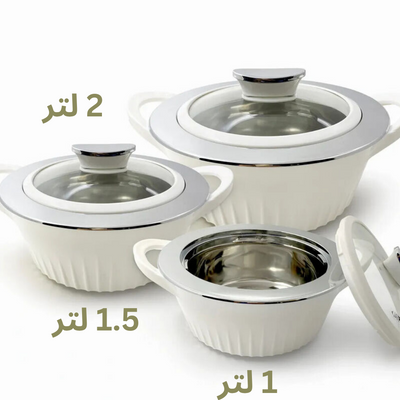 (1L -1.5L -2L) Jaypee Olivia  Set of 3 Casserole with Glass Lids Thermal Insulated Hot Pot Food Warmer 