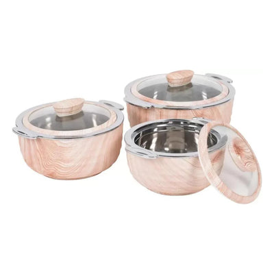 (1L -1.5L -2L) Jaypee Orbit Set of 3 Casserole with Glass Lids Thermal Insulated Hot Pot Food Warmer