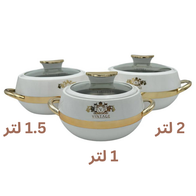 (1L -1.5L -2L) Jaypee Vintage  Set of 3 Casserole with Glass Lids Thermal Insulated Hot Pot Food Warmer